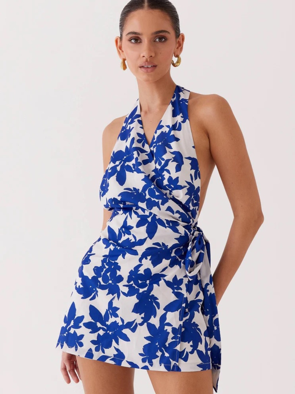 Peppermayo Street Blues Wrap Mini Dress XS